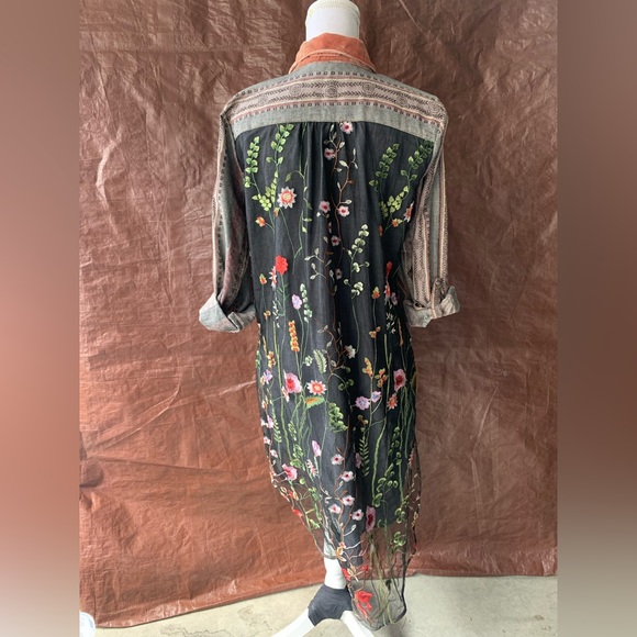 Aratta Silent Journey Mixed Fabric Button Up Dress M - Picture 2 of 8